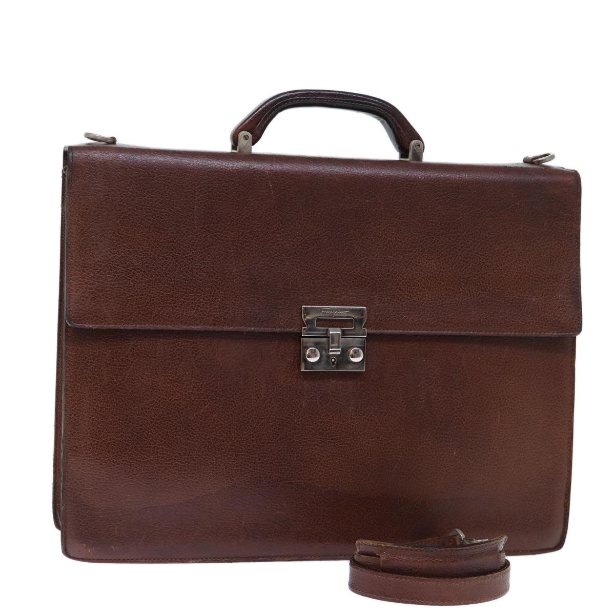 Salvatore Ferragamo Hand Bag Leather 2way Brown 001 2865 1657 Auth Bs13795